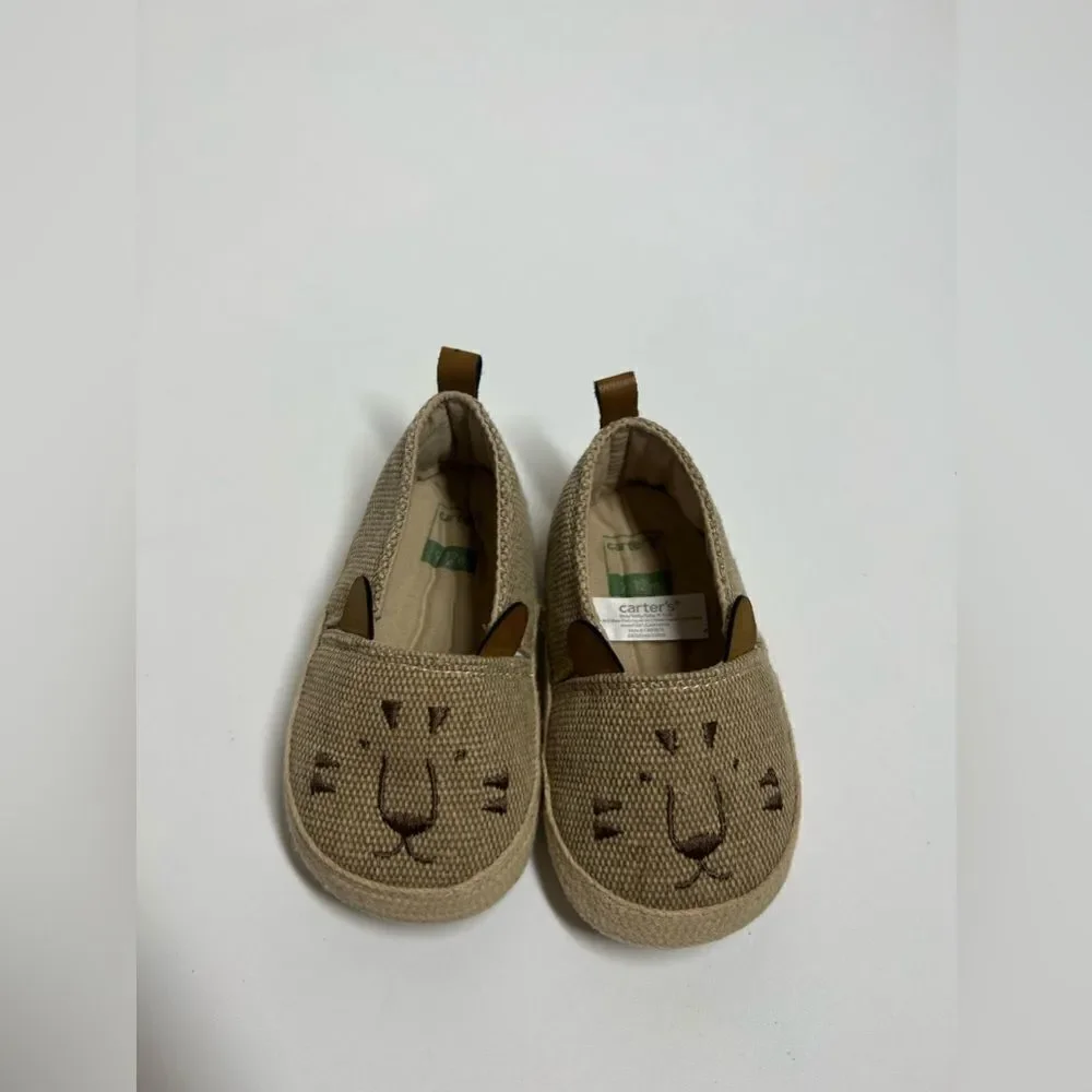 Carter's 3-6 Months Lion Baby Crib Shoes Safari Tan Soft Bottoms